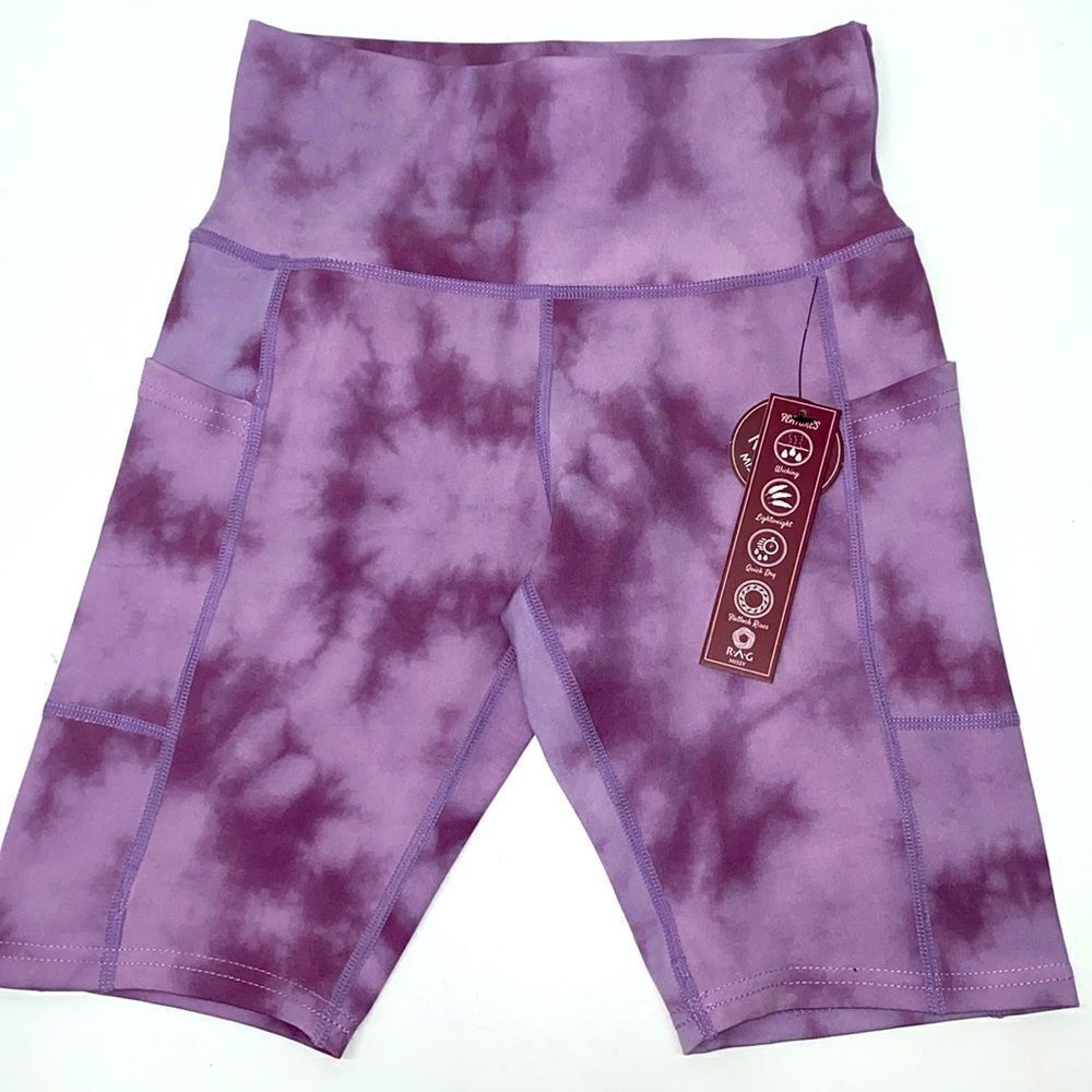 🔥RAG LEGGING SHORT  TIE DYE DEEP MAUVE SZ SMALL new